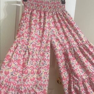 NWOT Floral Pink and White Wide-Leg Palazzo Pants